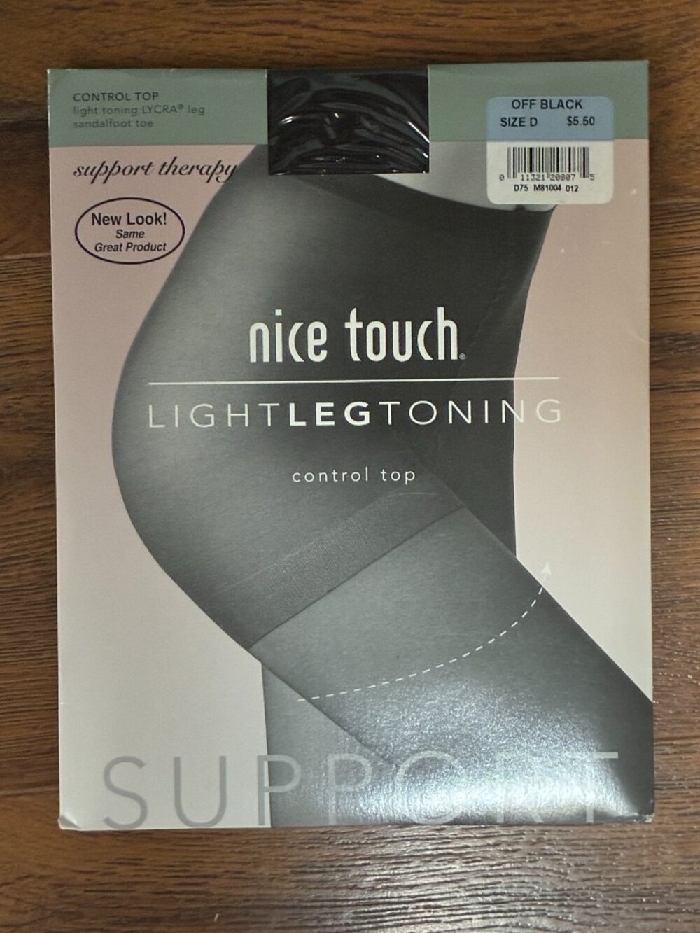 Nice Touch Support Therapy Light Toning Control Top Pantyhose Size D Sandal Toe